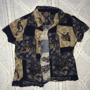 harley davidson button-up shirt